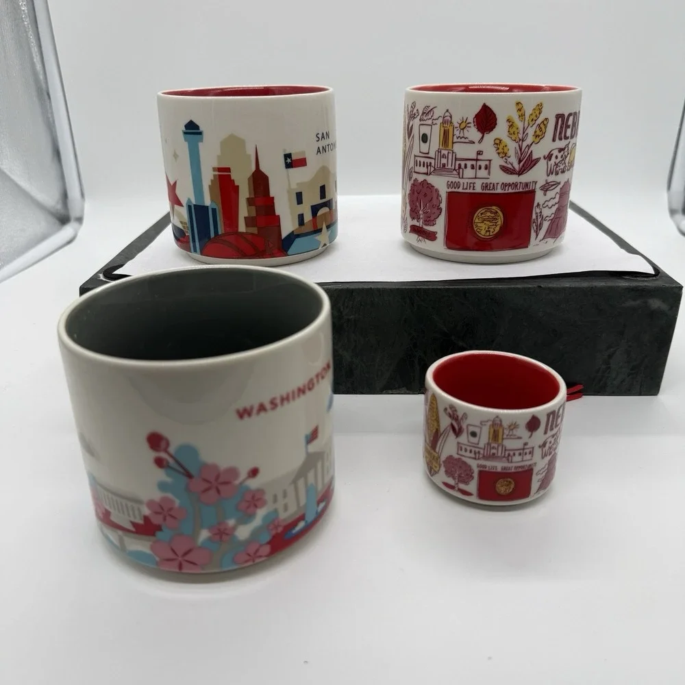 Starbucks Mug Lot 4 San Antonio Washington DC Nebraska You Are Here Been There